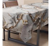 PETTI Artigiani Italiani - Nappe Anti-Taches rectangulaire pour Cuisine, élégante, Effet marbre, Gris Clair, X6 Places, 140 x 180 cm, 100% fabriquée en Italie