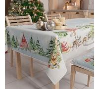 PETTI Artigiani Italiani - Nappe de Noël Anti-Taches Carrée, Couvre-Table, Cuisine, Motif Snow X4 Places (140 x 140 cm) 100% fabriquée en Italie
