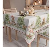 PETTI Artigiani Italiani - Nappe de Noël Anti-Taches Carrée, Couvre-Table, Cuisine, Motif Xmas Bears X4 Places (140 x 140 cm) 100% fabriquée en Italie