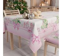 PETTI Artigiani Italiani - Nappe de Noël Anti-Taches Rectangulaire Couvre-Table pour Cuisine, Motif GNOME Rose X18 Places (140 x 360 cm) 100% fabriquée en Italie