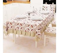 PETTI Artigiani Italiani Nappe de Table en Plastique avec Volants - Nappe d'extérieur en Coton imperméable avec Motif Cercles - Beige - 6 Places (140 x 180 cm) 140 x 180 cm