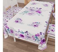 PETTI Artigiani Italiani - Nappe, Nappe de Table, Nappe Rectangulaire, Nappe Anti-Taches, 140x180 cm, Floral Violet, 100% Made in Italy