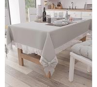 PETTI Artigiani Italiani - Nappe Rectangulaire Tissu avec Dentelle de Saint-Gall, Nappes de Table en Coton 6 Places, 140x180 cm, Gris Clair, Accessoires De Cuisine 100% Made in Italy