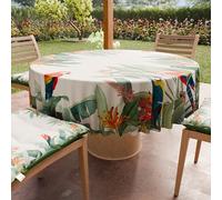 PETTI Artigiani Italiani - Nappe Ronde Anti-Tache Microfibre (Diamètre Ø 160 cm), Nappes en Tissu de Cuisine pour Table Ronde, Motif Perroquets, 100% Fabriqué en Italie