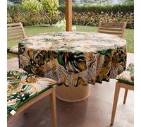 PETTI Artigiani Italiani - Nappe Ronde Anti-Tache Microfibre (Diamètre Ø 160 cm), Nappes en Tissu de Cuisine pour Table Ronde, Motif Tropical 04, 100% Fabriqué en Italie