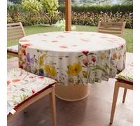 PETTI Artigiani Italiani - Nappe Ronde Anti-Tache Microfibre (Diamètre Ø 160 cm), Nappes en Tissu de Cuisine pour Table Ronde, Motif Floral 10, 100% Fabriqué en Italie