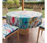 PETTI Artigiani Italiani - Nappe Ronde Anti-Tache Microfibre (Diamètre Ø 180 cm), Nappes en Tissu de Cuisine pour Table Ronde, Motif Poissons, 100% Fabriqué en Italie