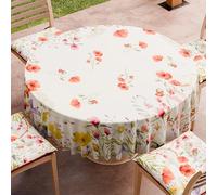 PETTI Artigiani Italiani - Nappe Ronde Anti-Tache Microfibre (Diamètre Ø 200 cm), Nappes en Tissu de Cuisine pour Table Ronde, Motif Floral 10, 100% Fabriqué en Italie