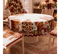 PETTI Artigiani Italiani Nappe Ronde de Noël Anti-Taches en Microfibre, Motif Massepain, Diamètre 160 cm, Lavable