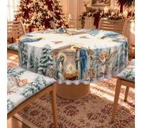 PETTI Artigiani Italiani Nappe Ronde de Noël Anti-Taches en Microfibre, Motif Miracle, Diamètre 160 cm, Lavable