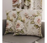 PETTI Artigiani Italiani - Paire de taies d'oreiller 45 x 45 cm en Microfibre, Coussins d'ameublement, canapé, Salon, 2 Housses de Coussin, taie d'oreiller Shabby 334, 100% fabriqué en Italie