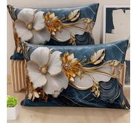 Petti Artigiani Italiani - Paire de taies d'oreiller 50 x 70 cm en Microfibre, Coussins d'ameublement, canapé, Salon, 2 Housses de Coussin, taie d'oreiller Florale 06 5, 100% fabriqué en Italie