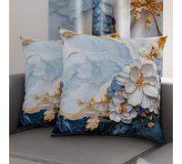 Petti Artigiani Italiani - Paire de taies d'oreiller 65 x 65 cm en Microfibre, Coussins d'ameublement, canapé, Salon, 2 Housses de Coussin, taie d'oreiller Florale 06 15, 100% fabriqué en Italie