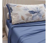 PETTI Artigiani Italiani - Parure de Draps en Coton pour Lit 1 Place et Demi avec Taies d'oreiller et Drap Housse 120x200, Motif Floral 164 Indigo, 100% Fabriqué en Italie