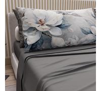 PETTI Artigiani Italiani - Parure de Draps en Coton pour Lit Double avec Taies d’Oreiller et Drap Housse 160x200, Motif Floral 14 Gris Foncé, 100% Fabriqué en Italie
