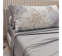 PETTI Artigiani Italiani - Parure de Draps en Coton pour Lit Double avec Taies d’Oreiller et Drap Housse 160x200, Motif Floral 25 Gris Clair, 100% Fabriqué en Italie