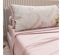 PETTI Artigiani Italiani - Parure de Draps en Coton pour Lit Double avec Taies d’Oreiller et Drap Housse 160x200, Motif 319 Poudre Claire, 100% Fabriqué en Italie