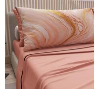 PETTI Artigiani Italiani - Parure de Draps en Coton pour Lit Double avec Taies d’Oreiller et Drap Housse 160x200, Motif Marbre Saumon, 100% Fabriqué en Italie
