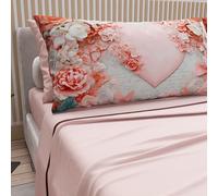 PETTI Artigiani Italiani - Parure de Draps en Coton pour Lit Simple avec Taies d’Oreiller et Drap Housse 90x200, Motif 335 Poudre Clair, 100% Fabriqué en Italie