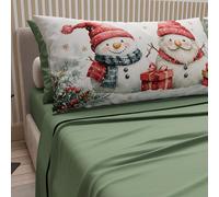 PETTI Artigiani Italiani - Parure de Draps Noël 2 Places, Ensemble de Lit Double en Coton avec Taies d’Oreiller, Impression Digitale, Motif Bonhomme 02 Vert, 100% Fabriqué en Italie