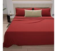 PETTI Artigiani Italiani - Parure de lit 3 pièces pour lit Simple, Douce et Respirante, Comprenant Un Drap Plat, Un Drap-Housse et Une taie d'oreiller, Drap Rouge