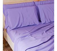 PETTI Artigiani Italiani - Parure de lit 4 pièces Maxi Double, Douce et Respirante, Comprenant Un Drap Plat, Un Drap-Housse à Coins élastiqués et 2 taies d'oreiller, Coloris Lilas