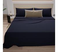 PETTI Artigiani Italiani - Parure de lit 4 pièces pour lit Double, Douce et Respirante, Comprenant Drap Plat, Drap-Housse et 2 taies d'oreiller, draps Bleus