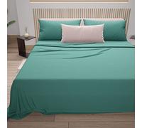 PETTI Artigiani Italiani - Parure de lit 4 pièces pour lit Double, Douce et Respirante, Comprenant Drap Plat, Drap-Housse et 2 taies d'oreiller, Coloris Turquoise