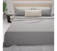 PETTI Artigiani Italiani - Parure de lit 4 pièces pour lit Double, Douce et Respirante, Comprenant Un Drap Plat, Un Drap-Housse et 2 taies d'oreiller, draps Gris