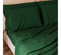 PETTI Artigiani Italiani - Parure de lit 4 pièces pour lit Queen Size français, Douce et Respirante, Comprenant Un Drap Plat, Un Drap-Housse avec Coins élastiqués et 2 taies d'oreiller, Coloris Vert.