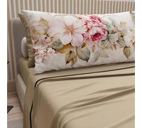 PETTI Artigiani Italiani - Parure de lit en Coton avec taies d'oreiller en Impression numérique, Une Place et demie française, Parure de lit sur et Dessous avec Angles, Provence Taupe 100% Made in