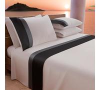 PETTI Artigiani Italiani - Parure de lit Simple avec Double Volants en Satin, 3 pièces, 90 x 200 cm, draps en Percale de Coton, Drap Housse et 1 taie d'oreiller, Noir