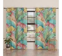 PETTI Artigiani Italiani - Rideaux à Panneaux pour intérieur avec Anneaux, 2 pièces, 140 x 280 cm, Rideau de Chambre à Coucher et Salon occultants isolants et Modernes, Tropical, 100% fabriqué en