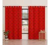 PETTI Artigiani Italiani - Rideaux à Panneaux pour intérieur avec Anneaux, 2 pièces, 140 x 280 cm, Rideau de Chambre à Coucher et Salon occultants isolants et Modernes, nœud Rouge, 100% fabriqué en