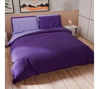 PETTI Artigiani Italiani - Set Housse de Couette 200x200 cm (1 Taie d'oreiller 50x80 cm Incluse), Parure de Lit Microfibre 1/2 Personnes Douce Lilas Violet