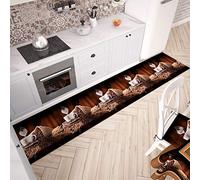 PETTI Artigiani Italiani - Tapis de Cuisine Antidérapant et Lavable 52x180 cm, Tapis Runner pour Couloir, Motif Café 01, 100% Fabriqué en Italie
