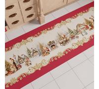 PETTI Artigiani Italiani - Tapis De Cuisine De Noël Antidérapant Et Lavable, 52 × 240 cm, Motif Vintage Xmas, Décor Festif, Fabriqué en Italie