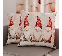 Petti Artisans Italiens - Paire de Housses de Coussin en Microfibre 30x30 cm, Coussins Décoratifs de Noël pour Chambre, Canapé, Salon, Lot de 2 Housses de Coussin, Housse de Coussin GNOME 03