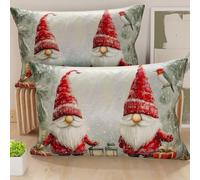 Petti Artisans Italiens - Paire de Housses de Coussin en Microfibre 40x70 cm, Coussins Décoratifs de Noël pour Chambre, Canapé, Salon, Lot de 2 Housses de Coussin, Taie d'oreiller GNOME 02