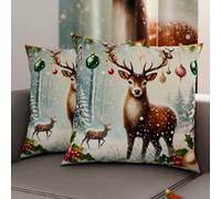 Petti Artisans Italiens - Paire de Housses de Coussin en Microfibre 50x50 cm, Coussins Décoratifs de Noël pour Chambre, Canapé, Salon, Lot de 2 Housses de Coussin, Taie d'oreiller de Noël 4