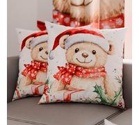 Petti Artisans Italiens - Paire de Housses de Coussin en Microfibre 50x50 cm, Coussins Décoratifs de Noël pour Chambre, Canapé, Salon, Lot de 2 Housses de Coussin, Taie d'oreiller de Noël 16