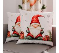 Petti Artisans Italiens - Paire de Housses de Coussin en Microfibre 80x80 cm, Coussins Décoratifs de Noël pour Chambre, Canapé, Salon, Lot de 2 Housses de Coussin, Taie d'oreiller GNOME 01