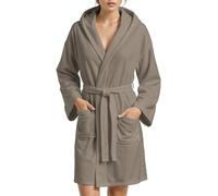 PETTI Artigiani Italiani Peignoir de Bain Microfibre Homme et Femme avec Capuche, Poches et Ceinture, Unisexe Séchage Rapide pour Salle de Sport, Piscine, Plage et Spa, Taupe, S