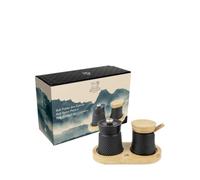 Bali Palais des épices Moulin à poivre Bali fonte noir et sa coupelle à sel en coffret cadeau