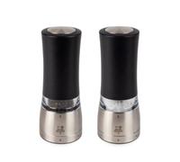 PEUGEOT - Duo Moulin à Poivre + Moulin à Sel Électriques Daman u'Select 16 cm - 6 Réglages De Moutures - Innovation Sel Glace, Mécanisme Zirlion - En Inox, Finition Noire Irisée - Designé En France