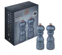 PEUGEOT - Duo Moulins Poivre & Sel Paris 18 cm - Denim | Réglage Classique - Innovation Sel Glace, Mécanisme Zirlion - Bois Revalorisé Labellisé PEFC - Fabrication Française