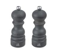 PEUGEOT - Duo Paris - Moulin à Poivre + Moulin à Sel 15 cm - Réglage Classique - Bois Revalorisé Labellisé PEFC - Fabrication Française - Coloris Graphite