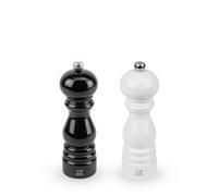 PEUGEOT - Duo Paris - Moulin à Poivre + Moulin à Sel 18 cm - Réglage Classique - Bois Revalorisé Labellisé PEFC - Fabrication Française - Coloris Noir & Blanc