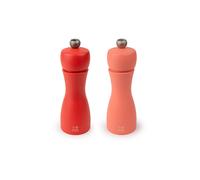 Duo de moulins à poivre et à sel manuels - Tahiti - Bois - Couleurs feu - 15 cm