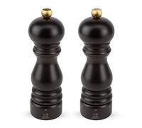 PEUGEOT - Paris u'Select Naturel - Moulin à Poivre + Moulin à Sel 18 cm - Poivre Noir + Sel Gemme Inclus - Réglage u'Select - En Bois Labellisé PEFC - Fabrication Française - Coloris chocolat